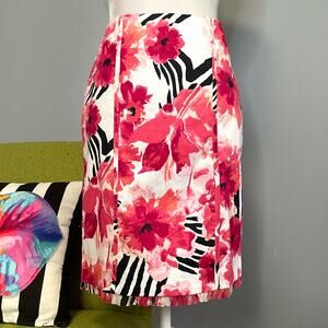 White House Black Market WHBM Pink Floral Straight Pencil Skirt 4